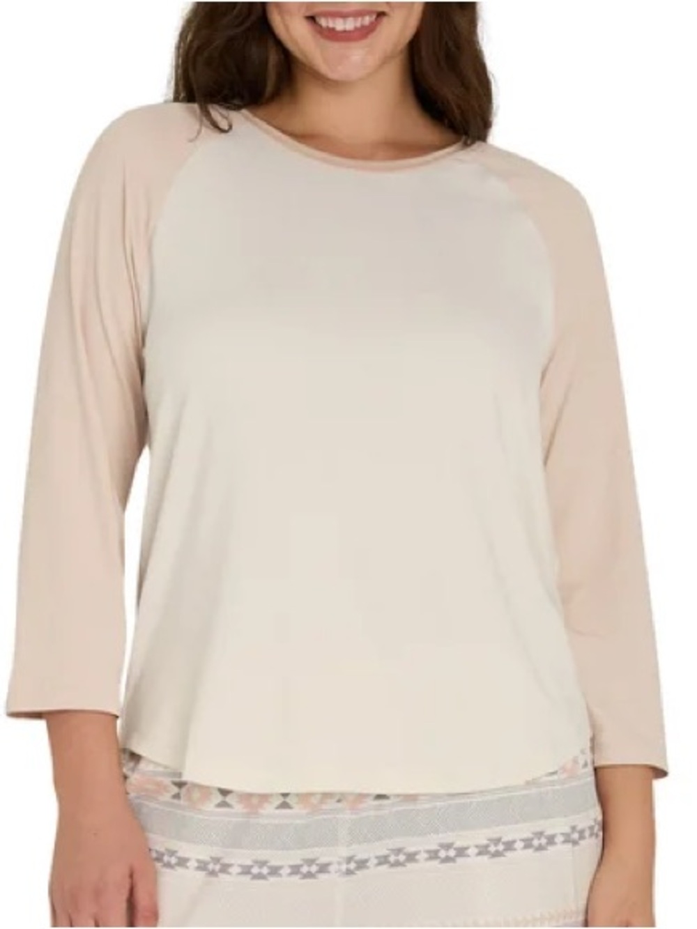 Eddie Bauer Cream & Blush Raglan Pajama sleep Top